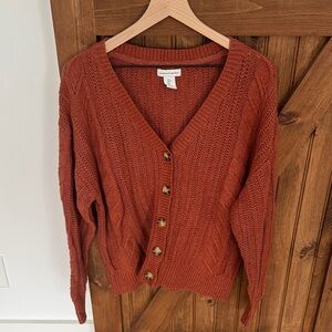 cupcakes & cashmere Terracotta Cable Knit Cardigan